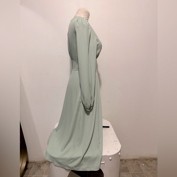 Cupshe Pastel Green V-neck Button Front Fitted Waist Midi Slit Dress M - Picture 14 of 14